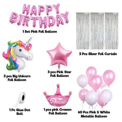 Unicorn Theme Birthday Decorations Kit For Girls - 72Pcs Combo Set Of Happy Birthday Decoration Kit For Girls With Decoration Service At Your Place