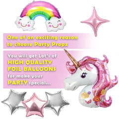 Unicorn Birthday Decorations For Girls - 64Pcs Combo Set Of Magical Unicorn Cutouts Birthday Decoration For Baby Girl With Decoration Service At Your Place