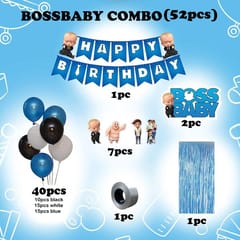 Boss Baby Theme Decorations Combo Set For Kids - 52 Pcs Items With Decorative Service At Your Place.