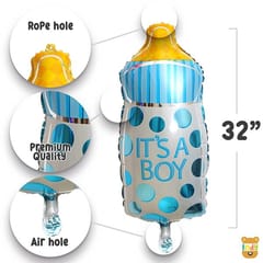 Baby Boy Welcome Decoration Kit For Home 44Pcs / Foil Baloons Baby Foot Bottle Shape Baloons For Kids Birthday Party New Born Baby Theme Decoration Kit, Blue  With Decorative Service At Your Place.