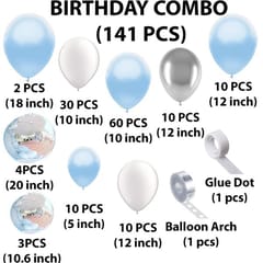 Happy Birthday Balloons Garland Kit-138Pcs Birthday Decorations Kit For Boys/Blue Rubber Helium Balloons For Decoration/ 1St Bday/Ballon Packet/ Balloon Material With Decoration Service At Your Place With Decoration Service At Your Place