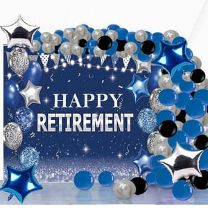 Retirement Party Supplies, Retirement Party Decorations With Happy Retirement Backdrop Balloons With Decorative Service At Your Place.