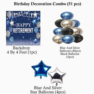 Retirement Party Supplies, Retirement Party Decorations With Happy Retirement Backdrop Balloons With Decorative Service At Your Place.