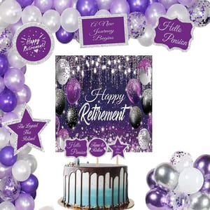 Retirement Party Supplies, Retirement Party Decorations With Happy Retirement Backdrop Balloons With Cutouts And Cake Toppers  With Decorative Service At Your Place.
