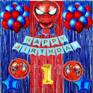 Spiderman Theme Birthday Decoration Items Or Kit Of 38 Pc For Kids Boys Girls Birthday ,Baby Shower, Theme Party Decoration, Happy Birthday Party Supplies, Party Purpose, House Party Decoration With Decorative Service At Your Place.