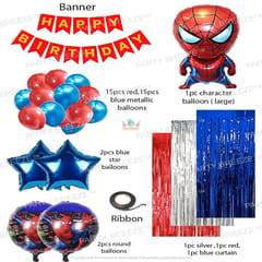 Spiderman Birthday Decoration Avengers Theme Combo Kit Banner Curtain Star Balloons For Boys Girls With Decorative Service At Your Place.