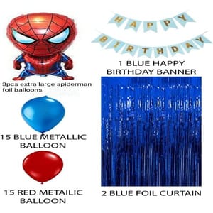 Birthday Decoration Spider Man Combo Super Hero Theme Kit Banner Balloons 36Pcs For Boys Girls Adults With Decorative Service At Your Place.