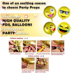 Emoji Theme Birthday Decoration Kit Combo - 38Pcs Bunting (Cardstock), Balloon, Foil Curtain, Foil Balloon Set For Kids, Boys,Girls Supplies/ Smiley Birthday Theme For Kids  With Decorative Service At Your Place.