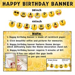 Emoji Theme Birthday Decoration Kit Combo - 52Pcs Banner, Balloon, Led Light Set For Kids, Supplies/ Smiley Birthday Items/ Kid  With Decorative Service At Your Place.