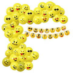 Emoji Theme Birthday Decoration Kit - 51Pcs Combo Balloon Set For Kids, Banner Boys,Girls Party Supplies  With Decorative Service At Your Place.