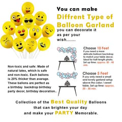 Emoji Theme Birthday Decoration Kit - 51Pcs Combo Balloon Set For Kids, Banner Boys,Girls Party Supplies  With Decorative Service At Your Place.