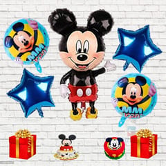 Mickey Mouse Combo Pack Of 46 Pcs | Mickey Mouse 5 Pcs Foil Balloons Set | Happy Birthday Banner | 40 Metallic Balloons - Theme Decoration Items With Decorative Service At Your Place.