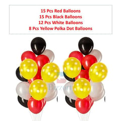 Mickey Mouse- Combo Pack Of 58 Pcs | 5 Pcs Star Foil Balloons | Happy Birthday Banner | 50 Metallic Balloons, Glue Dot & Tape- Theme Decoration Items With Decorative Service At Your Place.