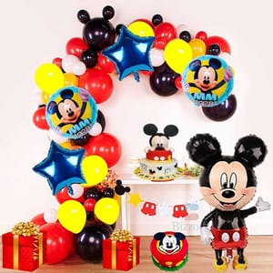 Mickey Mouse Combo Pack Of 45 Balloons | Mickey Mouse Foil Balloons 5 Pcs Set | 40 Metallic Balloons - Theme Decoration Items - Theme Decoration Items With Decorative Service At Your Place.