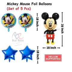 Mickey Mouse Theme Birthday Decorations Kit Combo Of 52 Pcs For Baby Kids Boys, Mickey Mouse Foil Balloons, Birthday Sash & Banner, Red & Black Balloons, Silver Curtains  With Decorative Service At Your Place.