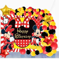 Mickey Mouse Birthday Decoration Balloon Garland Kit Set - 50Pcs For Balloon Set For Birthday Decoration - Red And Black Balloons For Decoration With Decorative Service At Your Place.