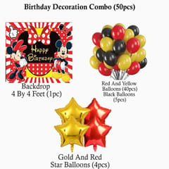 Mickey Mouse Birthday Decoration Balloon Garland Kit Set - 50Pcs For Balloon Set For Birthday Decoration - Red And Black Balloons For Decoration With Decorative Service At Your Place.