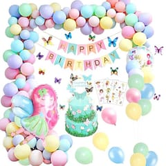 Butterfly Theme Birthday Decorations Girls - 81Pcs Birthday Decorations Kit For Girls , Birthday Decoration Items, Birthday Decoration Combo Set With Decorative Service At Your Place.