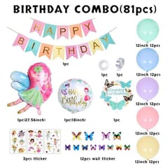 Butterfly Theme Birthday Decorations Girls - 81Pcs Birthday Decorations Kit For Girls , Birthday Decoration Items, Birthday Decoration Combo Set With Decorative Service At Your Place.