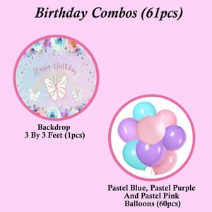 Butterfly Theme Birthday Party Decorations For Girls Butterfly Party Supplies With Happy Birthday Backdrop Banner Balloons -61Pc With Decorative Service At Your Place.