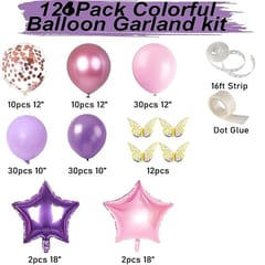 Butterfly Pink And Purple Balloon Garland Kit, Butterfly Theme Balloon Arch With Gold Butterfly Star Foil Balloons For Girls With Decorative Service At Your Place.