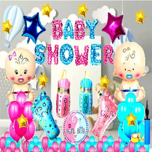 Baby Shower Decorations Combo Kit Of 57 Pcs-Multi Color With Decorative Service At Your Place.