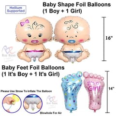 Baby Shower Decorations Combo Kit 64 Pcs, Baby Shape & Feet Foil Balloons Items, Pastel Foil Curtains, Mom To Be Sash, Metallic & Theme Balloons Decoration Props For Home  With Decorative Service At Your Place.