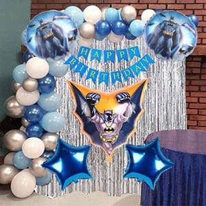 Batman Birthday Decorations Avengers Theme Combo Kit Banner Curtain Star Balloons 38 Pieces Boys Girls Adults  With Decorative Service At Your Place.