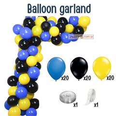 Batman Theme Decoration Combo For Boys And Girls Theme Birthday Party With Metallic Balloons | Batman Foil Balloons | Star Foil | Balloon Arc | Glue Dots - (Pack Of 70)  With Decorative Service At Your Place.