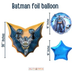 Batman Theme Decoration Combo For Boys And Girls Theme Birthday Party With Metallic Balloons | Batman Foil Balloons | Star Foil | Balloon Arc | Glue Dots - (Pack Of 70)  With Decorative Service At Your Place.