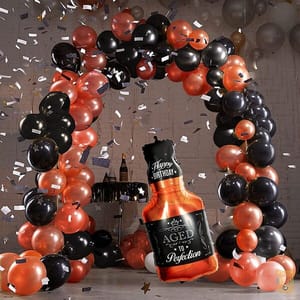 Set Of 31 Pcs Bachelorette Decoration Kit Combo For Boys Girls Whiskey Foil Balloon, Rosegold Black Theme Metallic Foil Balloons  With Decorative Service At Your Place.