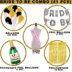 Decoration Set Combo - 41Pcs Bridal Shower Decorations Kit With Silver Foil Balloons, Foil Curtains, Bride To Be Props For Bachelorette Party  With Decorative Service At Your Place.