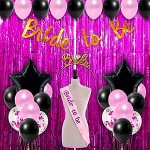 Bride To Be Decoration Set Combo - 50Pcs With Bride To Be Banner, Metallic Balloons, Confetti Balloon With Sash And Headband /Bridal Shower Decorations Items/Bachelorette  With Decorative Service At Your Place.