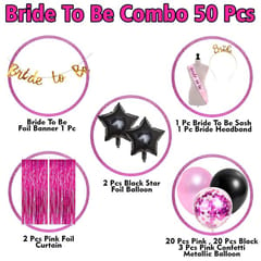 Bride To Be Decoration Set Combo - 50Pcs With Bride To Be Banner, Metallic Balloons, Confetti Balloon With Sash And Headband /Bridal Shower Decorations Items/Bachelorette  With Decorative Service At Your Place.