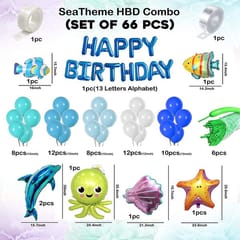 Underwater Balloons Birthday Decorations Items For Kids-66Pcswith Marine Animals Starfish Fish Balloon Banner For Party/Mermaid/Under The Sea/Fishing/Shark Theme ,Rubber(Multi)  With Decorative Service At Your Place.