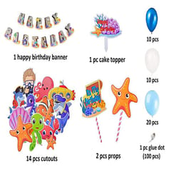 Underwater Balloons Birthday Decorations Items For Kids-59Pcswith Marine Animals Starfish Fish Balloon Banner For Party/Mermaid/Under The Sea/Fishing/Shark Theme ,Rubber(Multi)  With Decorative Service At Your Place.