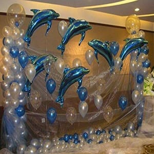 Underwater Balloons Birthday Decorations Items For Kids-54Pcswith Marine Animals Starfish Fish Balloon Banner For Party/Mermaid/Under The Sea/Fishing/Shark Theme ,Rubber(Multi)  With Decorative Service At Your Place.