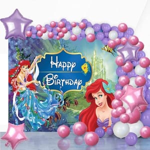 Little Mermaid Party Decorations Birthday Supplies For Girls Mermaid Latex Balloon Kit With Mermaid Backdrop Fringe Silver Curtains Under The Sea Party Decoration (Birthday) 50 Pcs With Decorative Service At Your Place.