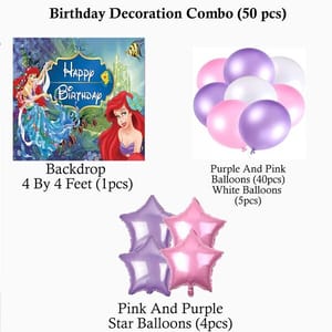 Little Mermaid Party Decorations Birthday Supplies For Girls Mermaid Latex Balloon Kit With Mermaid Backdrop Fringe Silver Curtains Under The Sea Party Decoration (Birthday) 50 Pcs With Decorative Service At Your Place.