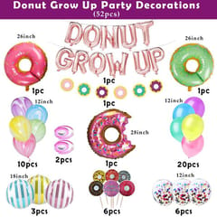 Donut Theme Birthday Decorations Combo Kit - 52Pcs Set - Pastel Balloons For Birthday With Decorative Service At Your Place.