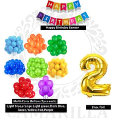 Rainbow Theme Birthday Party Decoration With Happy Birthday Backdrop Banner And Foil Balloons 70Pc With Decorative Service At Your Place.