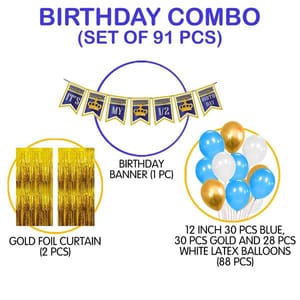 Half Birthday Decoration For Baby Boy Combo - 91Pcs Items Set For Half Year Birthday Decorations For Boys - 1/2 Birthday Decorations For Boys - 6 Month Birthday Decorations For Boy  With Decorative Service At Your Place.