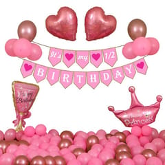 Half Birthday Decorations For Baby Girl Combo - 50Pcs Items Set For 6 Months Birthday Decorations For Girl - 1/2 Birthday Decorations For Girls With Decorative Service At Your Place.