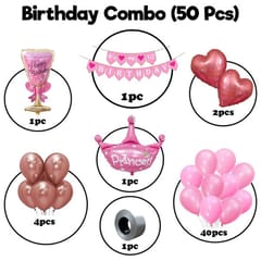 Half Birthday Decorations For Baby Girl Combo - 50Pcs Items Set For 6 Months Birthday Decorations For Girl - 1/2 Birthday Decorations For Girls With Decorative Service At Your Place.