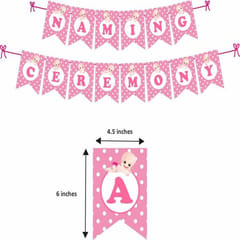 Naming Ceremony Banner Kit With Foil Balloon ,Arch Strip And Led Serial Lights (Pink - Pack Of 103)  With Decorative Service At Your Place.