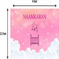 Girl Naming Ceremony Foil Curtain And Naamkaran Backdrop For Baby Girl Naming Ceremony Set Of 67Pc With Decorative Service At Your Place.