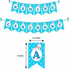 Boy Naming Ceremony Supplies With Banner, Foil Balloon, Arch Kit And Led Serial Lights (Blue - Pack Of 103)  With Decorative Service At Your Place.