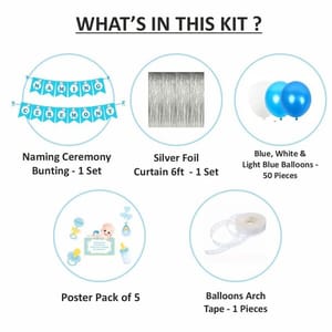 Baby Boy Blue Naming Ceremony Foil Decor Kit (59 Piece Combo)  With Decorative Service At Your Place.