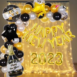 New Year Theme Balloon Decoration Pack Of 52 With Decorative Service At Your Place.