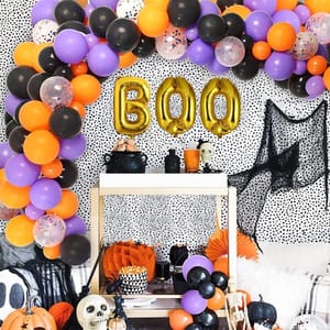 Halloween Decorations Balloon Arch Garland Kit, - 70 Pcs - Black Orange Green Purple Confetti Balloon For Kids Halloween Birthday Party Decorations Supplies With Decorative Service At Your Place.